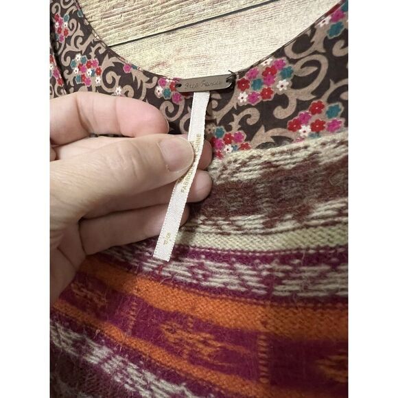 Free People Wool Blend Knit Mixed Media Tank Tunic Boho Small - Picture 4 of 8